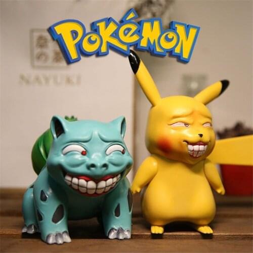 Genuine Pokémon Anime Figure Kawaii Funny Spoof Pikachu Bulbasaur Squirtle Psyduck Pop It Figure Toys Birthday Present Gift