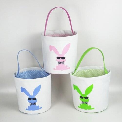 Easter Bunny Basket Cute Printed Easter Kids Lucky Egg Baskets Children Candy Bags Toy Handbag LX9374