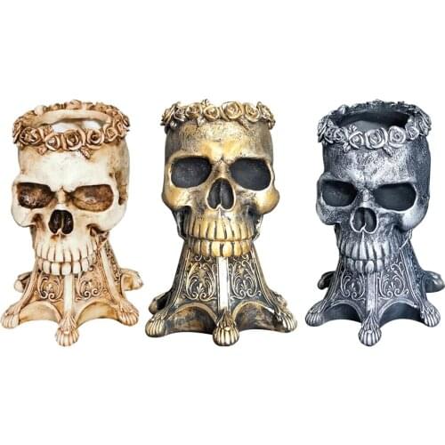 Resin Skull Head Flower Pot Plant Bowl Container Home Garden Movie Decor Skull Flower Pot Desk Ornament