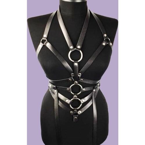 Fashion Women Erotic Leather Harness Belt Bondage Sexy Punk Full Body Belt Leg Harness Garters Straps Fetish Goth accessories
