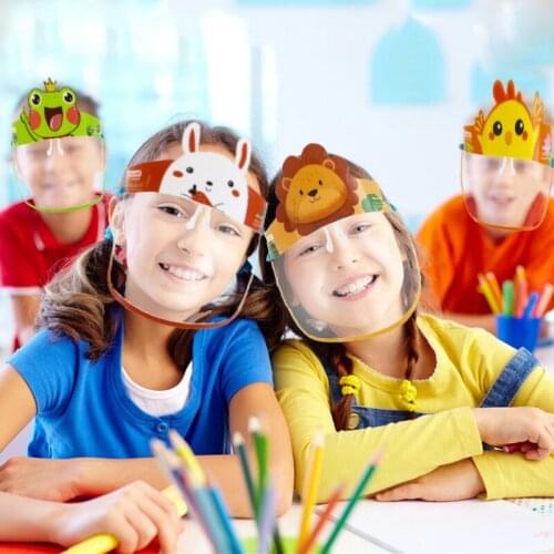 1pcs Cartoon Transparent Full Face Protectors Mask Outdoor Child Kids Boy Girl Cartoon Face Shields Cover Mask with Elastic Band