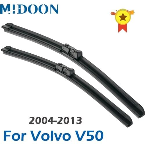 MIDOON Wiper Blades for Volvo V50 Fit Side Pin / Push Button Arms Model Year from 2004 to 2013