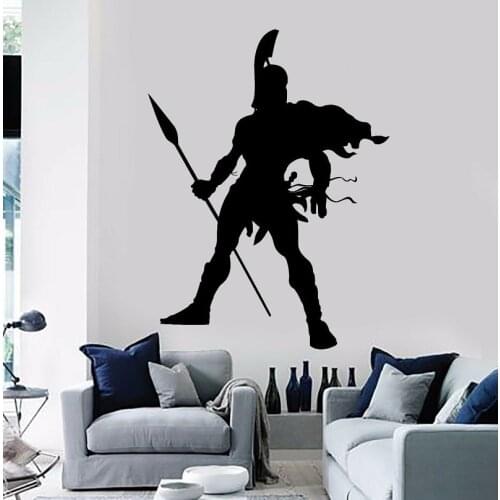 Spartan Wall Sticker Soldier Warrior Military Ancient Roman Warrior Gladiator Home Decor Door Glass Vinyl Decal Unique Gift 2F40