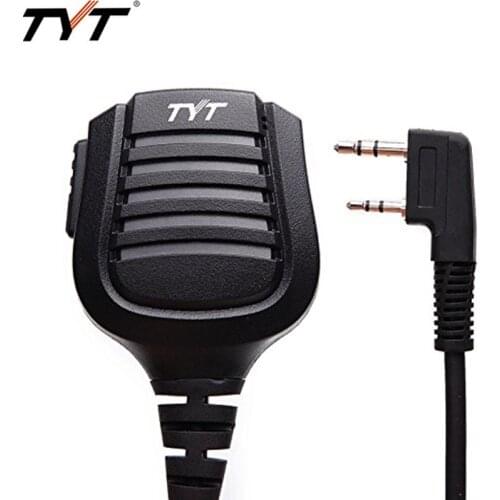 TYT 2 Pin PTT Remote Waterproof Shoulder Speaker Mic Microph for TYT MD-380 MD-390 TH-UV8000D/E Radioddity GD-77 Walkie Talkie