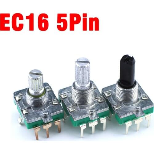 EC16 Type Power Amplifier Volume Regulator Controller Rotary Encoder 360 Sawtooth Shaft 15MM 20MM Digital Potentiometer 5 Feet