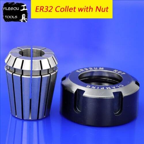 High Precision CNC ER32 Spring Collet With Nut ER32 (2 to 12mm) Spring Collet Chuck and Nut (M40*1.5) For CNC Milling Cutter