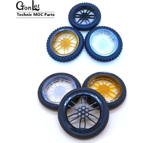 2Pcs/set Technic Parts Tyre Wheels Hub For Match Motorcycle MOC Building Blocks Toys Compatible Major Technic 11957 88516 88517