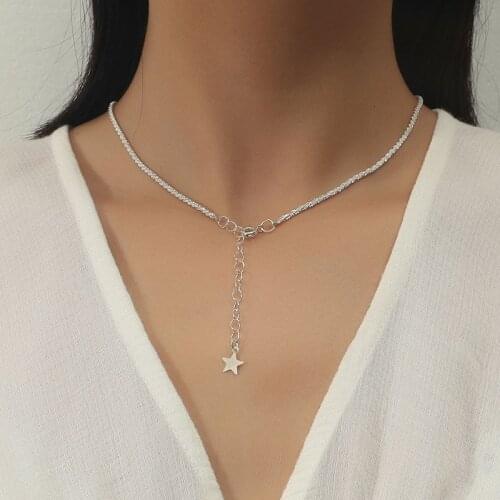 European and American New Five-pointed Star Pendant Necklace for Women Simple Personality Clavicle Chain Party Fashion Chain