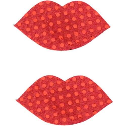 Women Sexy Sequins Lip Nipple Cover Fetish Pasties Disposable Breast Petals Tape Self Adhesive Nipple Tassels Cubre Pezones