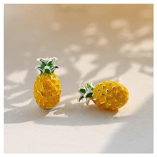 Real 925 Sterling Silver Large pineapple Earrings For Women Ladies Statement Jewelry Korean Earrings Pendientes Brincos