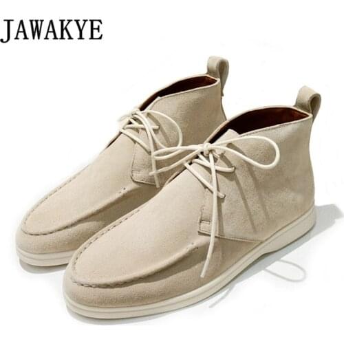 JAWAKYE High Top Suede Women Walk Shoes 2020 Autumn New Arrival Lace Up Loafers Soft Sole Round Toe Designer Casual Flat Shoes