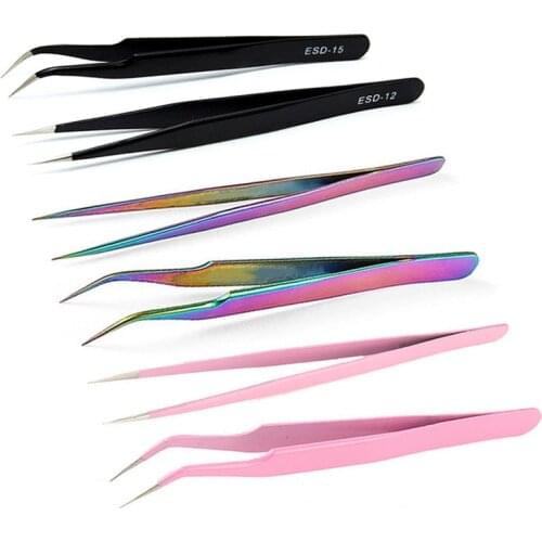 1pc Colorful Stainless Steel Tweezers Nail Art Decoration Tools Rainbow Color Rhinestones Picker Nail Art Picking Tools H1029