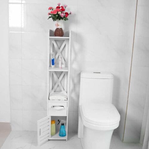 Bathroom cabinet 2X White Wooden Bathroom Cabinet Shelf Cupboard Bathroom Storage Rack wooden