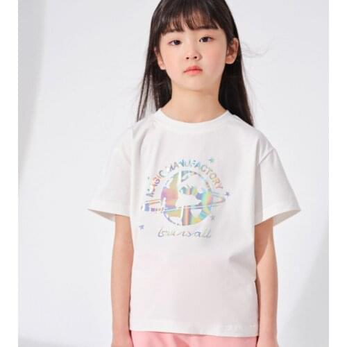 Hollead 2021 Fashion Casual T-Shirts Boy Girl Printing Short Sleeve Tops White Pink Breathable Cotton Tee Summer Kids Clothes