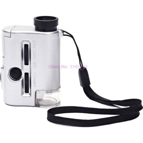 50pcs 30X-60X Zoom Adjustable Mini Pocket Microscope Magnifying Glass LED Jewelry Magnifier Loupe Money Detecting Lupa