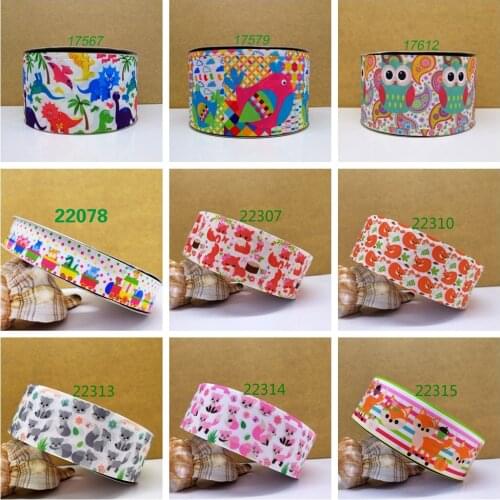 Free shipping 10 yards cartoon printed grosgrain ribbon 17567