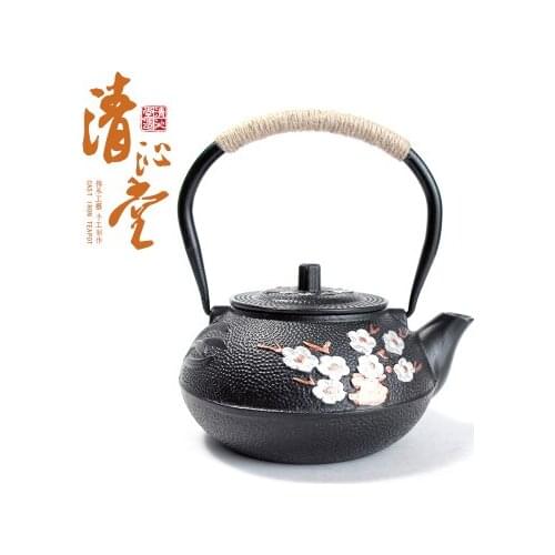 Free shipping 0.9L TEAPOT, NO COATING cast tea kettle with infuser