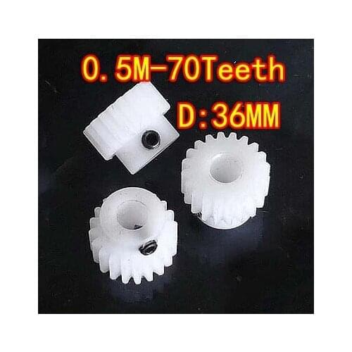D : 36mm 0.5m-70T plastic POM nylon belt convex with screw small diy motor gear-hole d:3mm