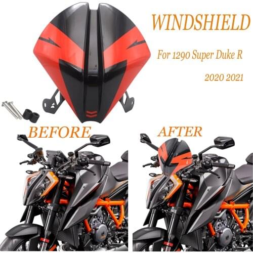 Motorcycle Fly Screen Front Windshield Windscreen Airflow Wind Deflector And Rear Seat Cover For 1290 Super Duke R 2020 2021