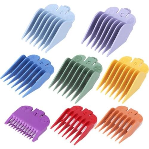 Electric Positioning Hair Clipper Trimmer 8 Pieces Set Hair Cutting Fixed Length Comb Colorful Set Hairdressing Tools E1090