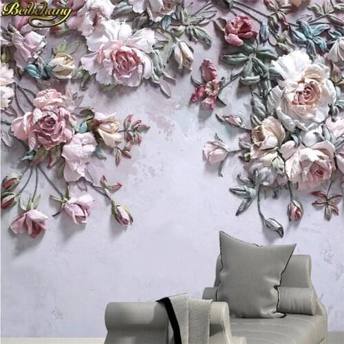 Beibehang custom photo wallpaper papel de parede 3D Embossed rose wall covering murals-3d flooring mural wall paper home decor
