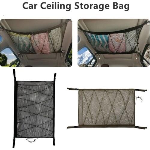 Roof Interior Cargo Net Bag Portable Car Ceiling Storage Net Pocket Car Trunk Storage Pouch Sundries Storage Organizer