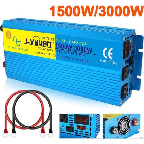 Inverter 12v 110v 3000w 60hz 3 AC Outlets LED Digital US Pure Sine Wave Inverter Car Converter Inversor Auto Accessory