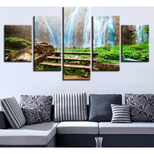 Full square round Diamond painting Waterfalls landscape embroidery 5 Pieces diamond embroidery Nature Wall Art A2144