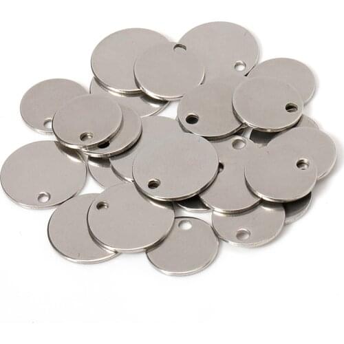 50pcs Stainless Steel Round Charms 10/12mm Blank Stamping Tags Earring Bracelet Pendants for Jewelry Making Components DIY