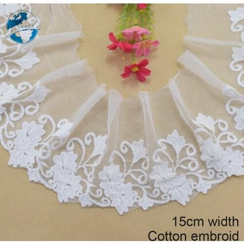 15cm wide cotton embroidery lace sewing ribbon guipure trim wedding decoration DIY dolls colthes Accessories lace edge#4017