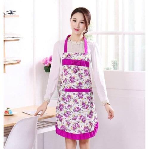 Kitchen Apron Bowknot Flower Pattern Woman Adult Bibs Home Cooking Baking Coffee Shop Cleaning Aprons Kitchen Accessories Dropsh