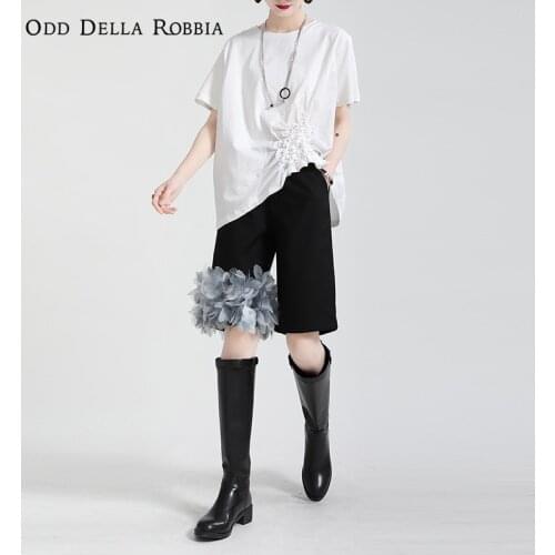 OddDellaRobbia Summer Fashion Straight Shorts Three-Dimensional Petal Stitching Solid Color Shorts Casual Suit Pants Women 2030