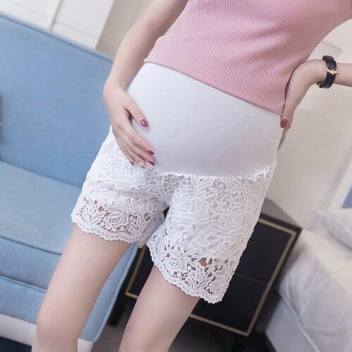 Hot sale womens maternity fashion summer stretch wear maternity solid lace safety shorts leggings wholesale free ship Z6