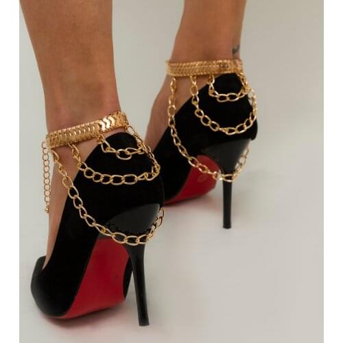 Ingemark Goth Layered Chain Anklet for Women Beach Foot Jewelry Leg Bracelets Ankle Barefoot Sandals Accessories 2021 Tobillera