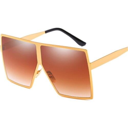 Fashion Men Square Metal Sunglasses Oversized Women Vintage Luxury Brand Designer Coating Reflective Mirror Sun Glasses