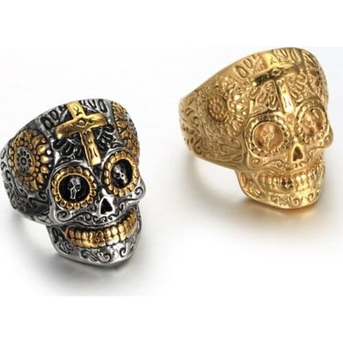 European and American retro stainless steel skull ring titanium steel mens ring jewelry