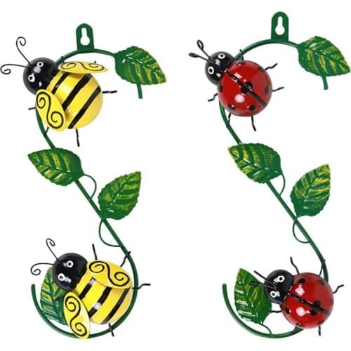 Outdoor Decor Wall 3D Metal Ladybug Art for Living Bedroom Room Patio Wall Set Colorful Home Sculpture Wall Hanging