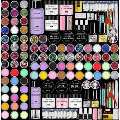 Limegirl Acrylic Nail Kit Nail Extension Kits With Polisher All For Manicure Nail Art Decorations Nail Kit Professional Set