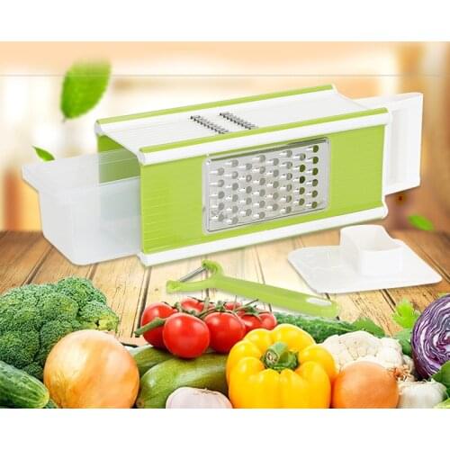 6-in-1 Grater Box Multifunction Fruit and Vegetable Cutters Shredder Slicer Peeler Cookware Set with Container Box