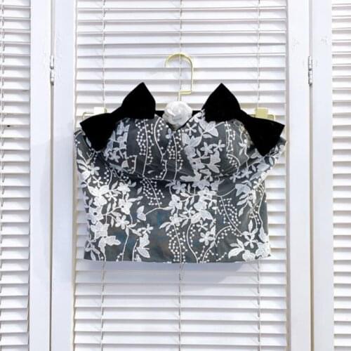 New Design ins Bowknot Halter Camisole Women Retro Embroidery Lace Cropped Top Sexy Corset Bras Nightclub Party Tank Tops Y1394