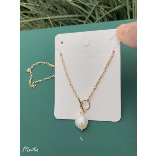 Natural Fresh Water Pearl Baroque Choker Necklace W/14K Gold Real Brass Chain for Women Lady Party Wedding Jewellery 2021 Gift