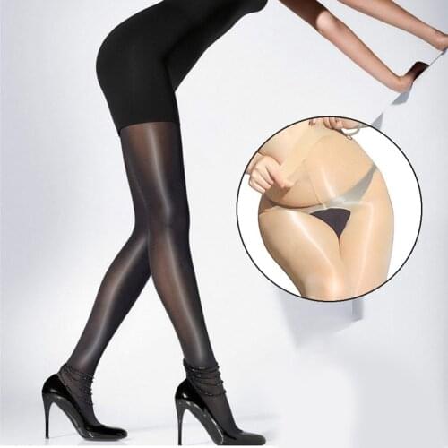 Sexy Lingerie Pantyhose Crotchless Elastic Magical Stockings Anti Hook Bottoming Oil Open Crotch Shiny Tight Socks Smooth Medias
