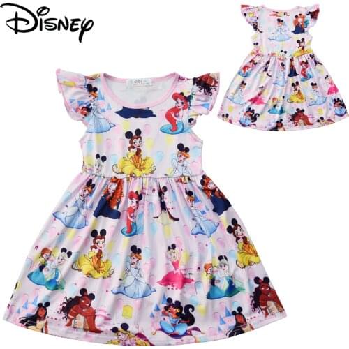 Disney Princess Frozen Princess Dress Girls Dress Flying Sleeve Princess Dress kids dress