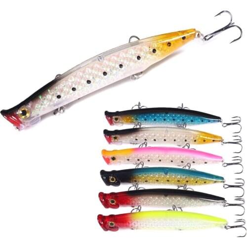 Fishing Lures 11cm 13g Topwater Popper Bait 6 Color Hard Bait Artificial Wobblers Plastic Fishing Tackle With 6# Hooks 1pcs