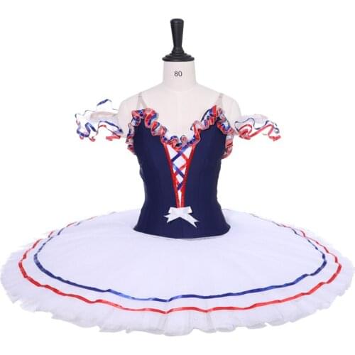 Professional Ballet Tutus Girls Pancake Swan Dress Classical Performance Harlequinade blue