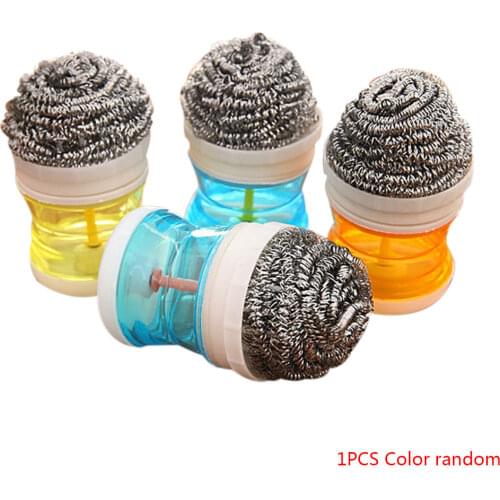 Stainless Steel Wire Ball Kitchen Cleaning Brush Scourer Pan Dish Bowl Pot Palm Brush Household Cleaning Tools Random Color