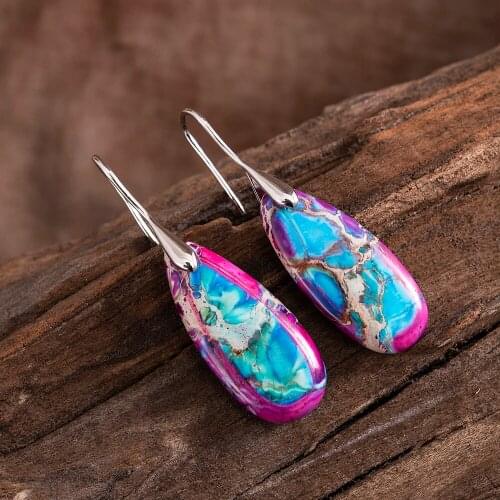 Luxury Women Earrings Blue Stone Drop Earring Bold Fashion Natural Stones Jewelry Bijoux Dropshipping