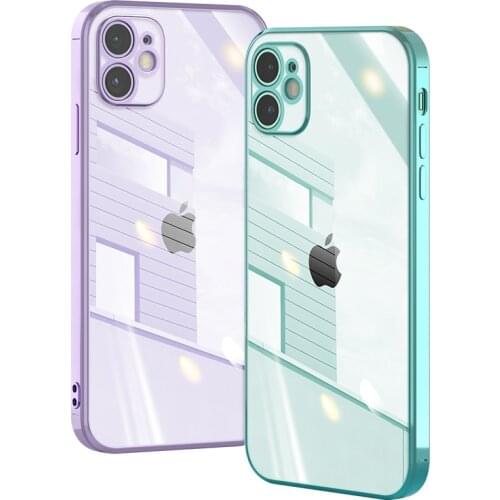 Luxury Plating Transparent Phone Case for iPhone 11 12 Pro Max XR X XS 7 8 Plus SE 2020 12 Mini Soft Silicone Back Cover Case