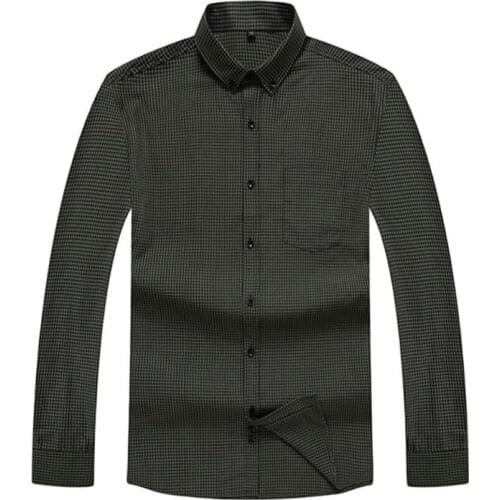 6XL 7XL 8XL 11XL 12XL Plus Size Mens Plaid Long Sleeve Shirt Fashion Business Casual Loose Straight Shirt Male Brand Clothes