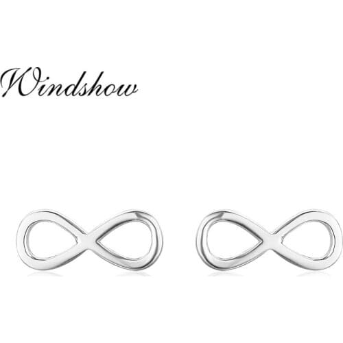 Cute 925 Sterling Silver Small Infinity Bow Love Stud Earrings For Women Girls Children Kids Baby Jewelry Orecchini Aros Aretes